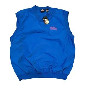 Ole Miss Rebels Vest Men's L Blue Tri Lake Sportswear Logo Windbreaker NWT